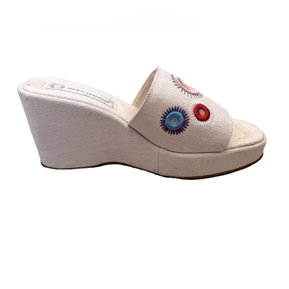 Andre Assous made in Spain sandals size 8 - 3.5 inch heel wedge slip on - Picture 5 of 8